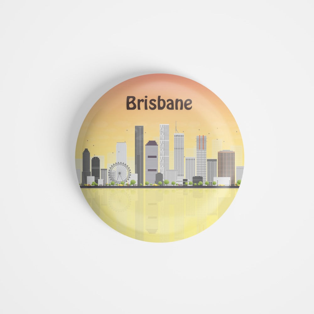 dhcrafts Round Fridge Magnet Multicolour Places Brisbane Capital City In The Australian State Of Queensland Glossy Finish Design Pack of 1 (75 mm)